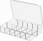 Clear Acrylic Makeup Organizer with Cover - 12 Compartments Cosmetic and Jewelry Organizer for Vanity and Desk Storage