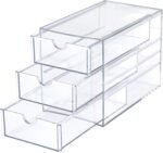 3 Drawers Acrylic Drawer Organizer Clear Desktop Organizer for Hair Accessories Jewelry Stationery Office Supplies Acrylic Drawer Storage Box for Vanity Bathroom Closet