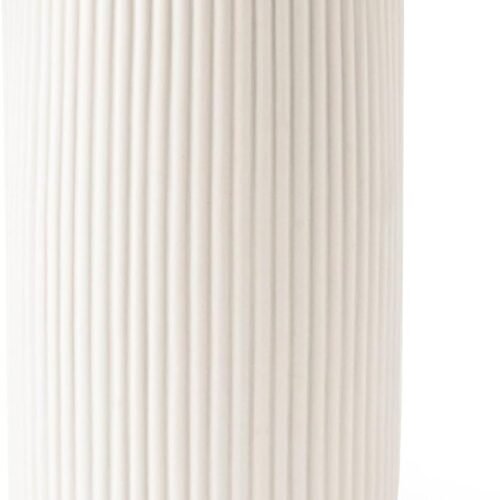 White Ceramic Vase for Flowers, 8 INCH Flower Vase Modern White Vase Home Decor, Small Vase, Ribbed Textured Vase for Pampas Grass Decorative Vase, for Farmhouse Coffee Table Bookshelf Home Living