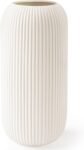 White Ceramic Vase for Flowers, 8 INCH Flower Vase Modern White Vase Home Decor, Small Vase, Ribbed Textured Vase for Pampas Grass Decorative Vase, for Farmhouse Coffee Table Bookshelf Home Living