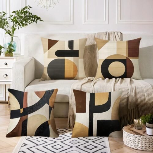 Modern Abstract Geometric Decorative Throw Pillow Set (4-Piece)