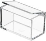 Clear Acrylic Box with Hinged Lid – Small Plastic Organizer for Office, Desk, Makeup, Crafts, Cotton Balls, Jewelry & More | 3.5"x2"x2" (6 Pack)