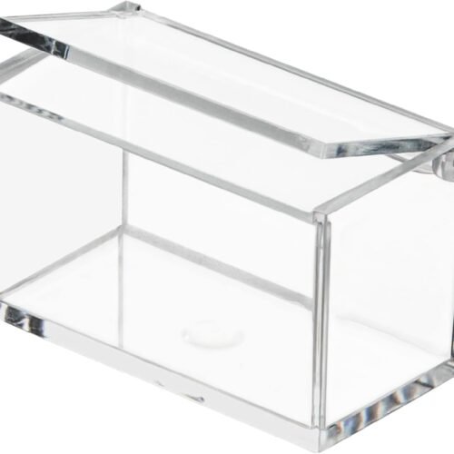 Clear Acrylic Box with Hinged Lid – Small Plastic Organizer for Office, Desk, Makeup, Crafts, Cotton Balls, Jewelry & More | 3.5"x2"x2" (6 Pack)