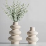 Ceramic Vases Set 2, Modern Home Decor,Off White Round Vases,Modern Dried Flower Vases,  Home Decor for Centerpieces Wedding Dinner Table Party Living Room Office Bedroom