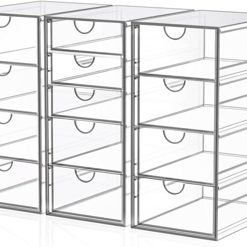 Acrylic Desk Organizers And Accessories With 13 Drawers, Office Desktop Drawers, Plastic Makeup Organizer Containers Bins With Drawers Desk Organization, Bathroom Organizers Storage Cushion Box Cube