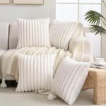 Striped Faux Fur Decorative Throw Pillow Set (4-Piece)