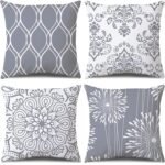 Minimalist Grey & White Square Decorative Throw Pillow Set (4-Piece)