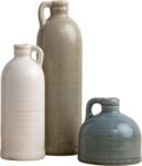 Ceramic Jug Vase Set, Farmhouse Decor, Kitchen, Bedroom, Office, Living Room, Bathroom, & Coffee Table Centerpiece Decorations, Vases for Decor, Mantle & Shelf
