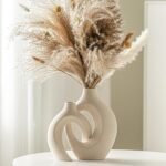 Hollow Ceramic Vase Set of 2, Nordic Modern   Style Decorative Ceramic Aesthetic Flower Vase for Home Decor (Milky White W 6.3" X H 8.4")