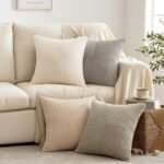 Neutral Color-Block Corduroy Decorative Throw Pillow Set (4-Piece)