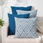 Navy Blue Linen Decorative Throw Pillow Set (4-Piece)