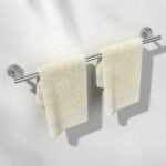 Brushed nickel bathroom towel bar