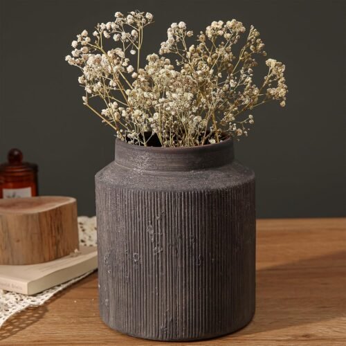 Farmhouse Vase for Home Decor, Terracotta Vase, Rustic Vase, and Vintage vase. Vintage Flower Vase Suitable for Home Decor, Living Room, Shelf Decor, Dining Table Decor, 6.1IN.