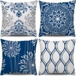 Minimalist Blue Square Decorative Throw Pillow Set (4-Piece)